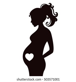 Pregnant woman. Vector silhouette