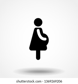 Pregnant woman vector silhouette icon illustration isolated on white background. Pregnant woman vector silhouette.