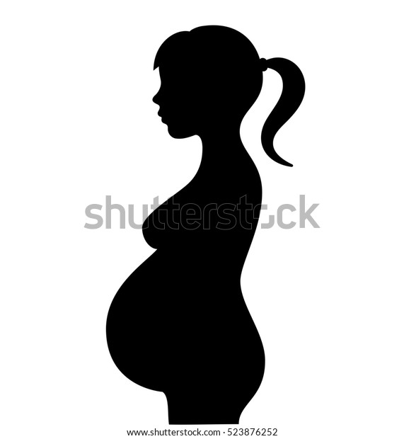 孕妇矢量剪影图标插图隔离在白色背景 孕妇矢量剪影 库存矢量图 免版税