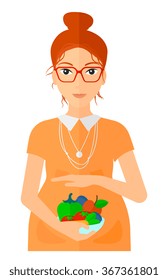 Pregnant woman with vegetables. Pregnant woman with vegetables.