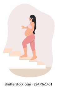 Pregnant woman walking up the stairs