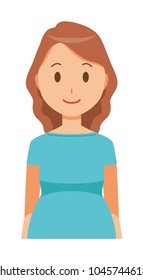 A pregnant woman wearing blue clothes