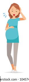 A Pregnant Woman Wearing Blue Clothes Is Tired