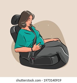 Pregnant Woman Wearing Seat Belt