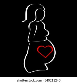 Pregnant woman whit heart