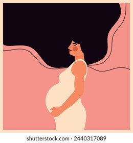 Pregnant woman. White woman with a belly. Pregnancy. Mother's Day. Woman expecting a child. Vector illustration of a pregnant woman's silhouette