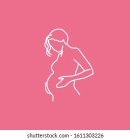 Pregnant woman white silhouette logotype