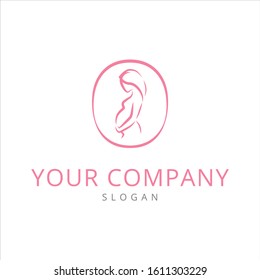 Pregnant woman white silhouette logotype