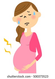 The pregnant woman with whom labor pains have started