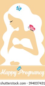Pregnant woman. Women Pregnancy symbol. Vector Illustration