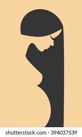 Pregnant woman. Women Pregnancy symbol. Vector Illustration