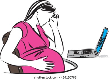 pregnant woman working illustration