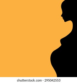 Pregnant woman, yellow background,  vector illustration