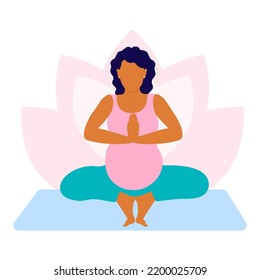 Pregnant woman yoga. Healthy maternity activity. Woman practicing yoga. Pregnancy body care. Fitness female workout. 