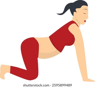 Pregnant Woman Yoga Illustration. Healthy Sport and Relaxation. Isolated Vector Cartoon.