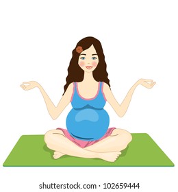 pregnant woman yoga. isolated on a white background. vector