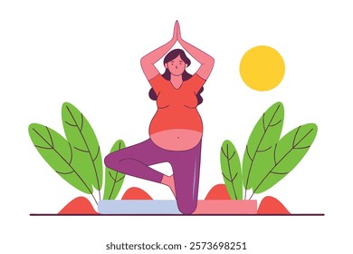 pregnant woman yoga vector illustration