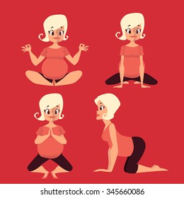 Pregnant Woman Yoga Vector Illustration