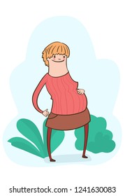 Pregnant woman. Young happy girl. Pregnancy vector illustration in a cartoon style.