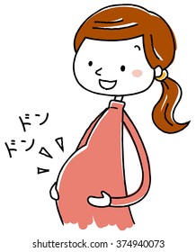 pregnant woman.baby kick. Vector illustration