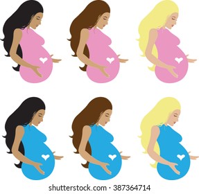 Pregnant Women Clip art - Vector Illustration