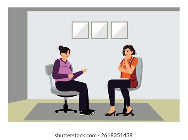 Pregnant women consult with doctors at the clinic. Monitoring pregnancy and healthy. Flat vector illustration.