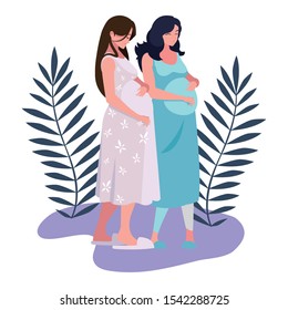 Pregnant women design, Mother family love pregnancy maternity expecting and motherhood theme Vector illustration