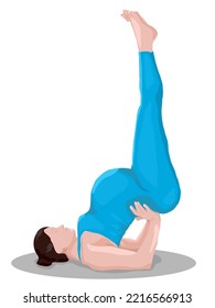 Pregnant women doing yoga. Vector graphics. Isolated on transparent  background.