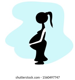Pregnant women, family care concept, outline cartoon vector illustration. 
cartoon vector  pregnant woman  color black white.