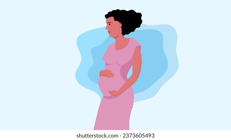  pregnant women flat vector illustration