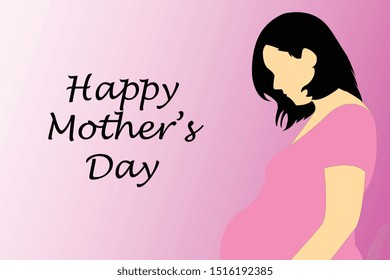 pregnant women. happy mother's day. flat vector illustration.
