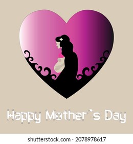 pregnant women  happy mother's day greetings vector  flat illustration