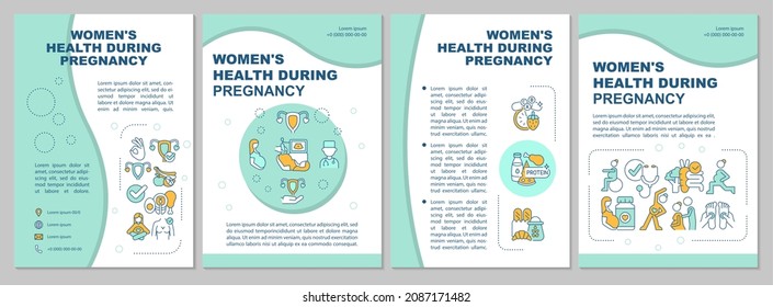 Pregnant women health brochure template. Take prenatal supplements. Flyer, booklet, leaflet print, cover design with linear icons. Vector layouts for presentation, annual reports, advertisement pages