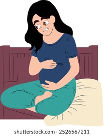 Pregnant women hurt when the baby kicks them