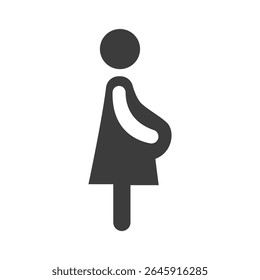 Pregnant Women Icon Black and White Vector Graphic