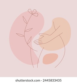 Schwangere Frauen Symbol, Zeichen, Symbol. Mutterschaft, Mutterschaft, Schwangerschaft, Geburt. Doula hilft. Lineare Silhouette einer schwangeren Frau