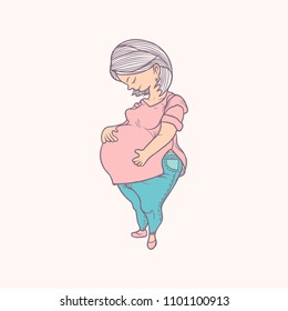 Pregnant women Illustration with soft and feminine color