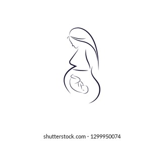 Pregnant women, isolated vector symbol - Vector