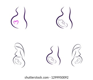 Pregnant women, isolated vector symbol - Vector