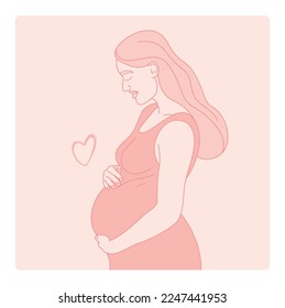 pregnant women line illustration. International Mother's Day.