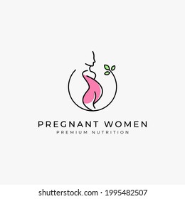 Pregnant women logo vector line premium nutrition supplement