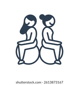 Pregnant Women on Balls Icon On White Background