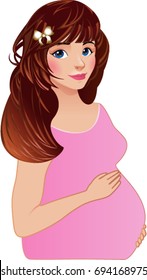 pregnant women on white background