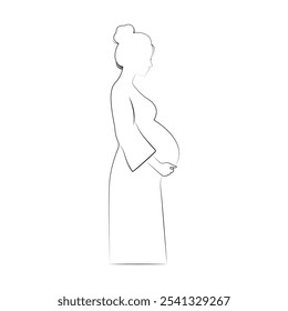 pregnant women outline vector design isolated white background