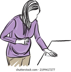 pregnant women in pain health condition care vector illustration