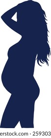 Pregnant Women Silhouette. Isolated Vector Illustration.