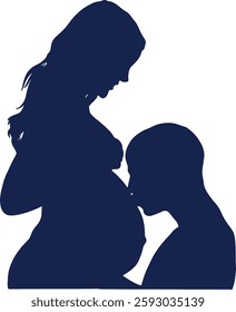 Pregnant Women Silhouette. Isolated Vector Illustration.