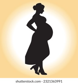 Pregnant women Silhouette Vector Art.