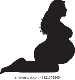 Pregnant women Silhouette Vector Art.