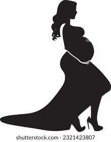 Pregnant women Silhouette Vector Art.